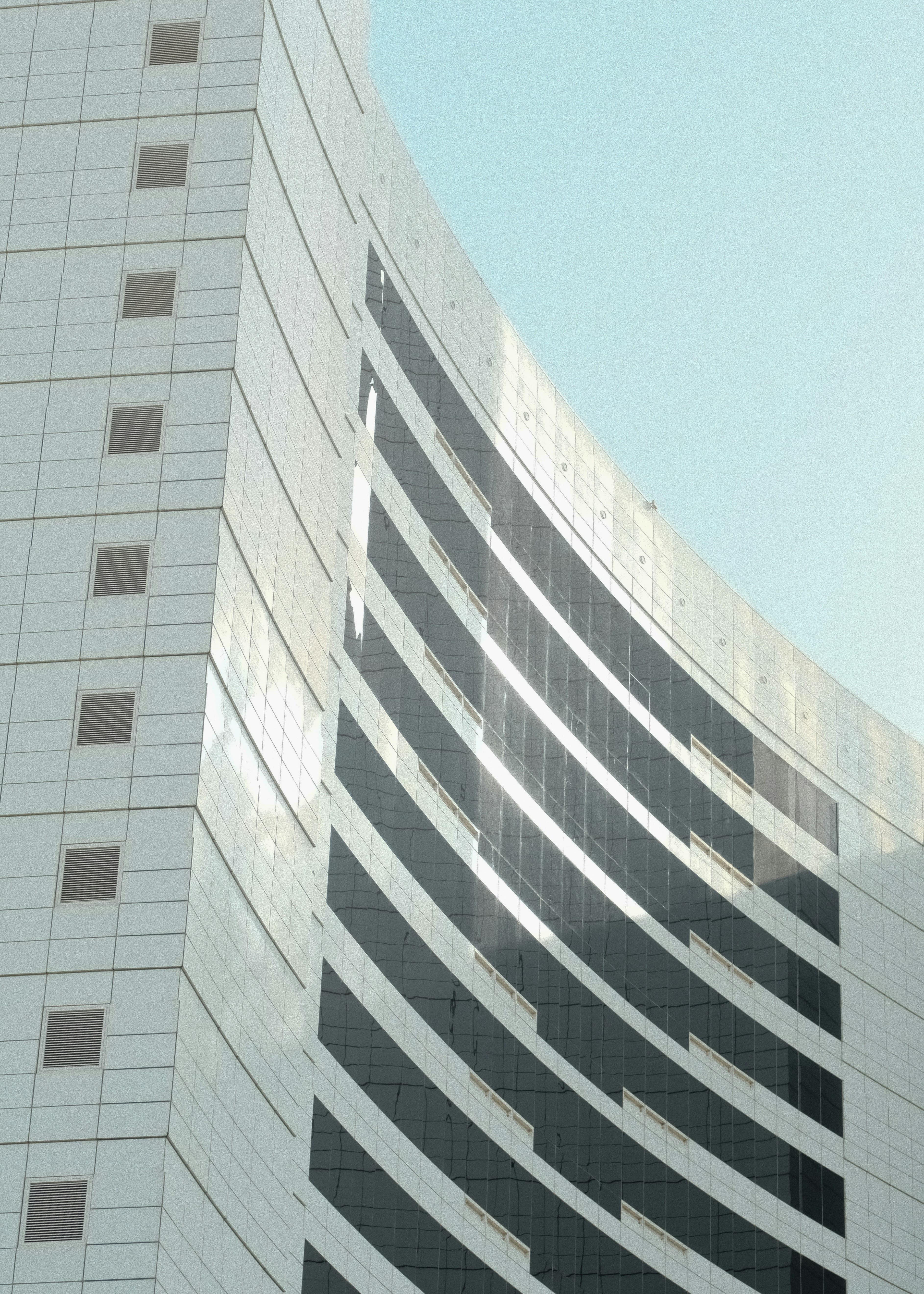 Modern architectural facade with horizontal lines